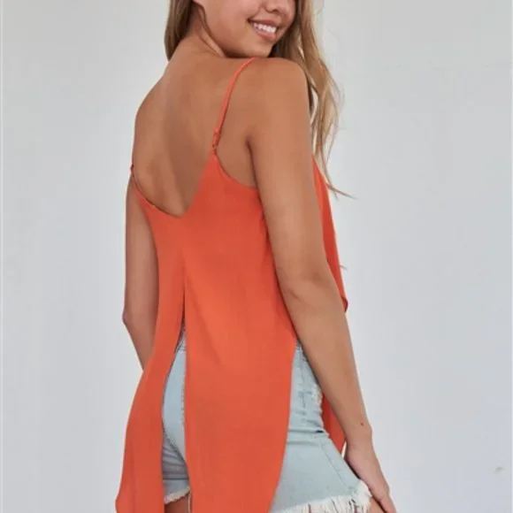 Rust Orange Wrap Waist Cami Top  NWT    small med large - Picture 2 of 3